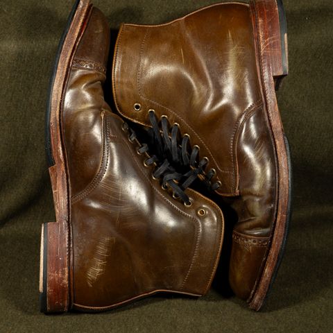 Meermin Derby Boot in Shinki Olive Shell Cordovan
