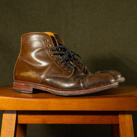 Meermin Derby Boot in Shinki Olive Shell Cordovan