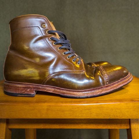 Meermin Derby Boot in Shinki Olive Shell Cordovan