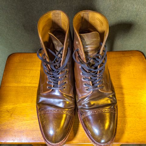 Meermin Derby Boot in Shinki Olive Shell Cordovan