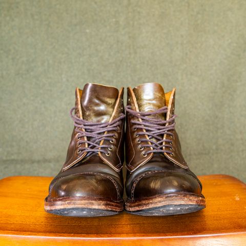 Meermin Derby Boot in Shinki Olive Shell Cordovan