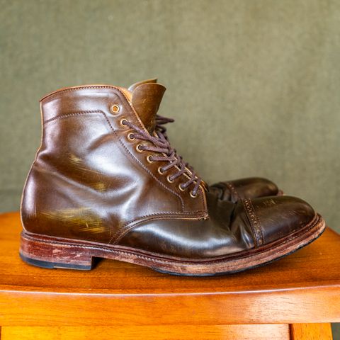 Meermin Derby Boot in Shinki Olive Shell Cordovan