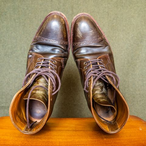 Meermin Derby Boot in Shinki Olive Shell Cordovan
