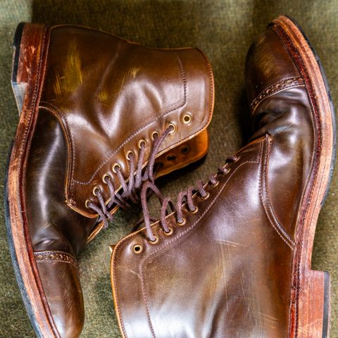 Meermin Derby Boot in Shinki Olive Shell Cordovan