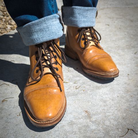 View photo of John Doe Shoes 420 in Horween Russet Horsehide Strips