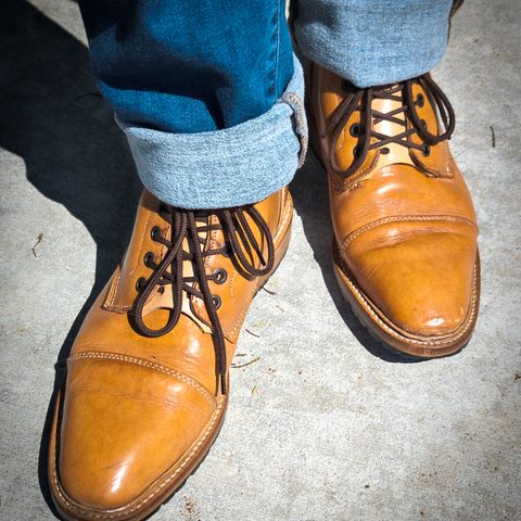 View photo of John Doe Shoes 420 in Horween Russet Horsehide Strips