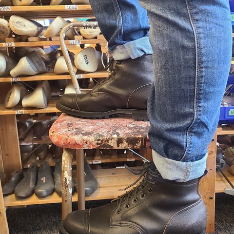 View photo of Truman Service Boot in Horween Black Waxed Flesh