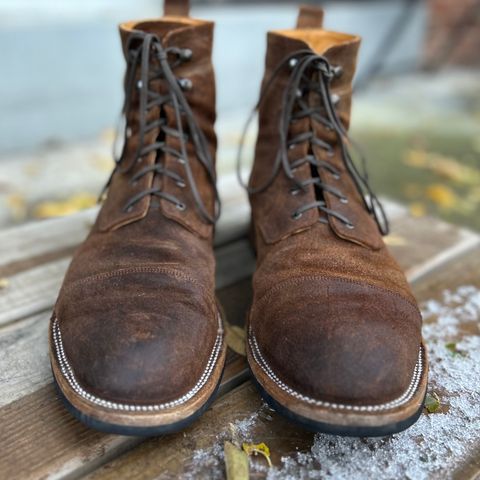 TAFT Stitchdown Legacy Boot in C.F. Stead Rust Waxy Commander Suede