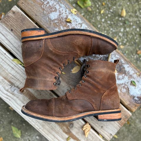 TAFT Stitchdown Legacy Boot in C.F. Stead Rust Waxy Commander Suede