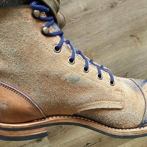 View photo of Truman Cap Toe Boot in Reverse Indago Horse Rump