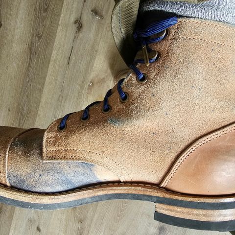 View photo of Truman Cap Toe Boot in Reverse Indago Horse Rump