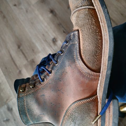 View photo of Truman Cap Toe Boot in Reverse Indago Horse Rump