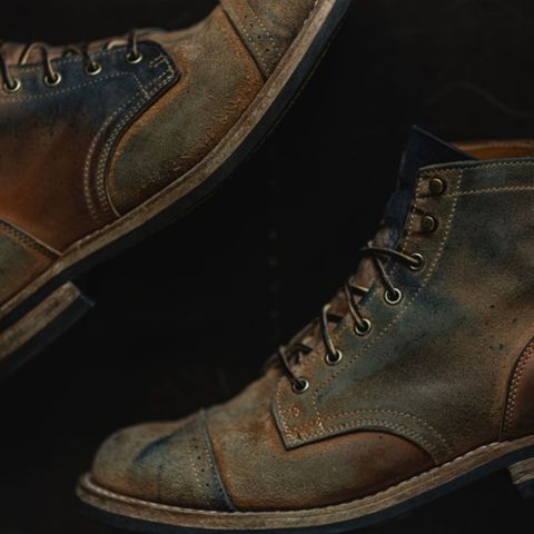 View photo of Truman Cap Toe Boot in Reverse Indago Horse Rump