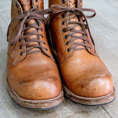 View photo of Viberg Service Boot in Horween Raw Natural Wolly Chromexcel