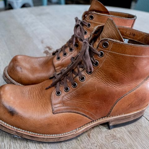 View photo of Viberg Service Boot in Horween Raw Natural Wolly Chromexcel