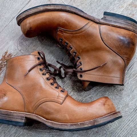 View photo of Viberg Service Boot in Horween Raw Natural Wolly Chromexcel