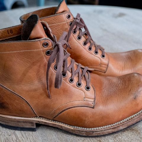 View photo of Viberg Service Boot in Horween Raw Natural Wolly Chromexcel