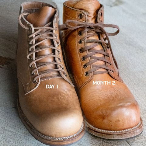 View photo of Viberg Service Boot in Horween Raw Natural Wolly Chromexcel