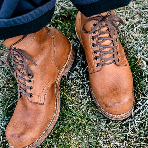 View photo of Viberg Service Boot in Horween Raw Natural Wolly Chromexcel