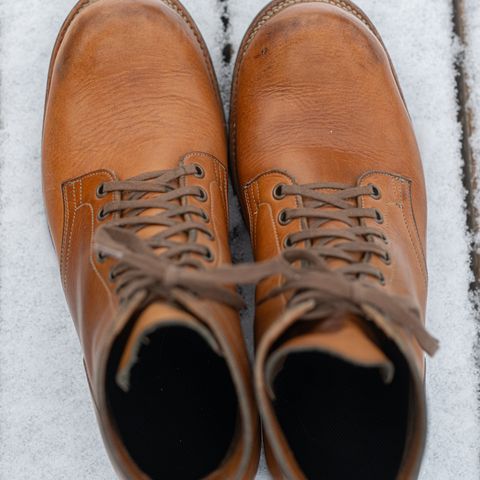 View photo of Viberg Service Boot in Horween Raw Natural Wolly Chromexcel