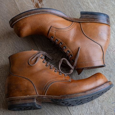 View photo of Viberg Service Boot in Horween Raw Natural Wolly Chromexcel