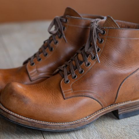 View photo of Viberg Service Boot in Horween Raw Natural Wolly Chromexcel