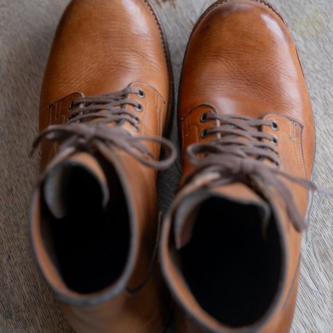 View photo of Viberg Service Boot in Horween Raw Natural Wolly Chromexcel