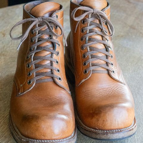 View photo of Viberg Service Boot in Horween Raw Natural Wolly Chromexcel