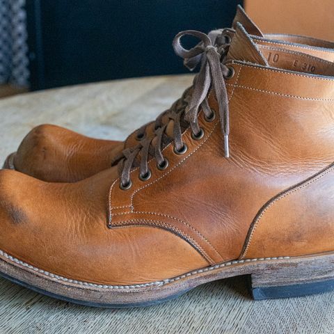 View photo of Viberg Service Boot in Horween Raw Natural Wolly Chromexcel