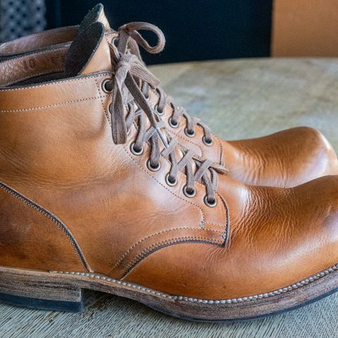 View photo of Viberg Service Boot in Horween Raw Natural Wolly Chromexcel