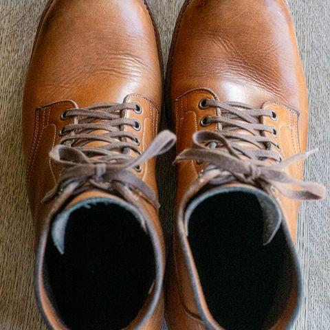 View photo of Viberg Service Boot in Horween Raw Natural Wolly Chromexcel