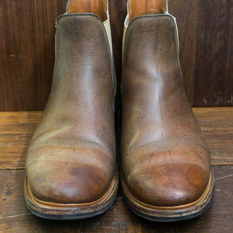 View photo of Viberg Chelsea in C.F. Stead Camel Hair Waxed Kudu