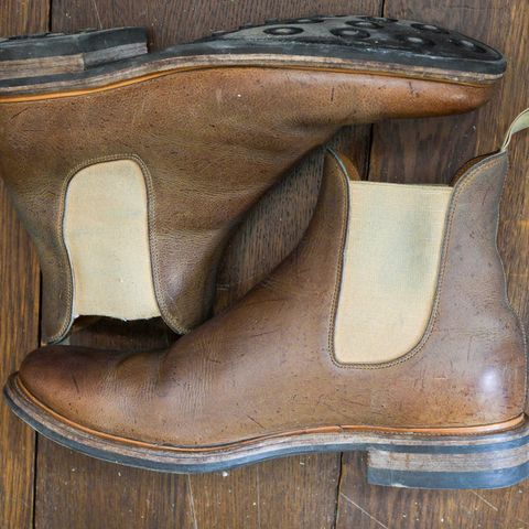 View photo of Viberg Chelsea in C.F. Stead Camel Hair Waxed Kudu