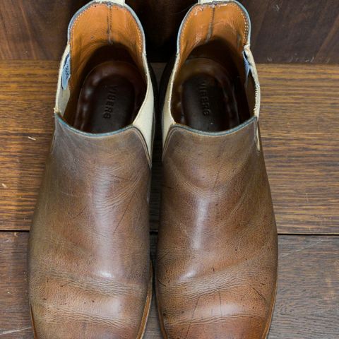 View photo of Viberg Chelsea in C.F. Stead Camel Hair Waxed Kudu