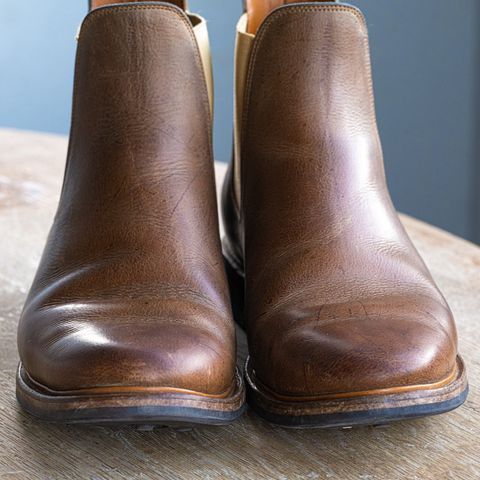 View photo of Viberg Chelsea in C.F. Stead Camel Hair Waxed Kudu