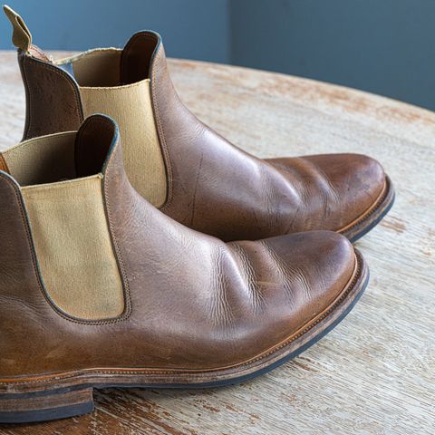 View photo of Viberg Chelsea in C.F. Stead Camel Hair Waxed Kudu