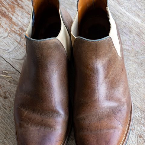 View photo of Viberg Chelsea in C.F. Stead Camel Hair Waxed Kudu