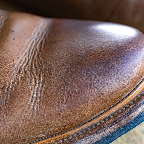 View photo of Viberg Chelsea in C.F. Stead Camel Hair Waxed Kudu