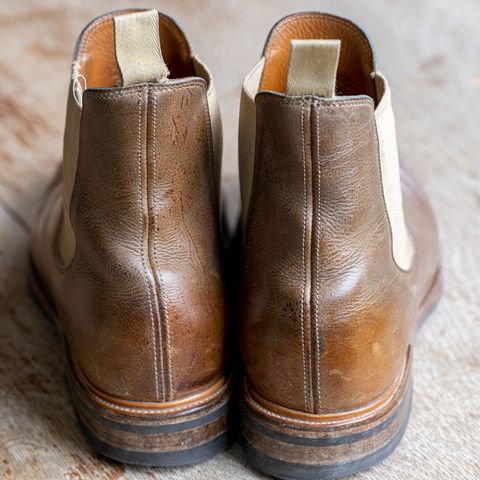 View photo of Viberg Chelsea in C.F. Stead Camel Hair Waxed Kudu