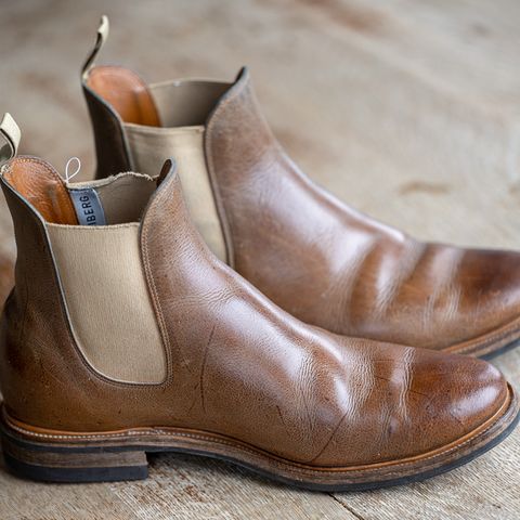 View photo of Viberg Chelsea in C.F. Stead Camel Hair Waxed Kudu