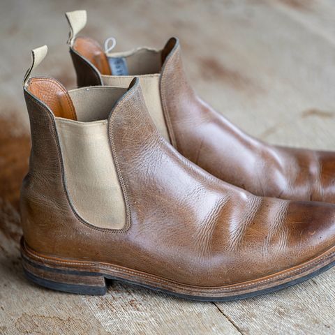 View photo of Viberg Chelsea in C.F. Stead Camel Hair Waxed Kudu