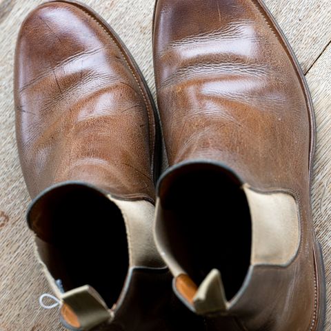 View photo of Viberg Chelsea in C.F. Stead Camel Hair Waxed Kudu