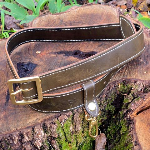 Unsung Yoke Belt in Wickett & Craig Olive Oiled Latigo