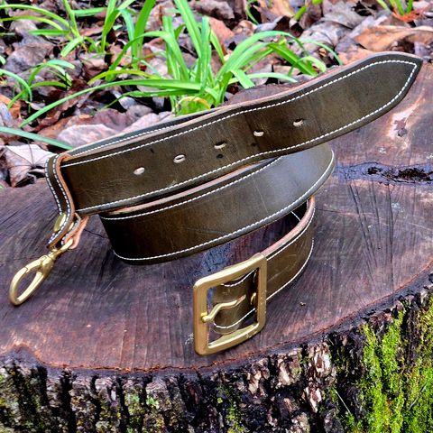 Unsung Yoke Belt in Wickett & Craig Olive Oiled Latigo