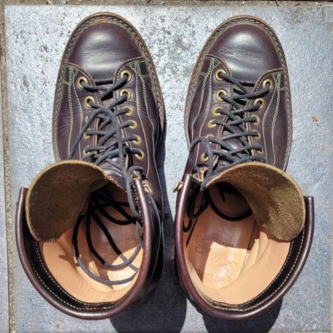 View photo of Onderhoud LCV02 Monkey Boot in Badalassi Carlo Oliva Minerva Overdyed Black