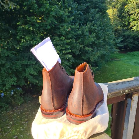 Grant Stone Edward Boot in C.F. Stead Tobacco Waxy Commander Suede