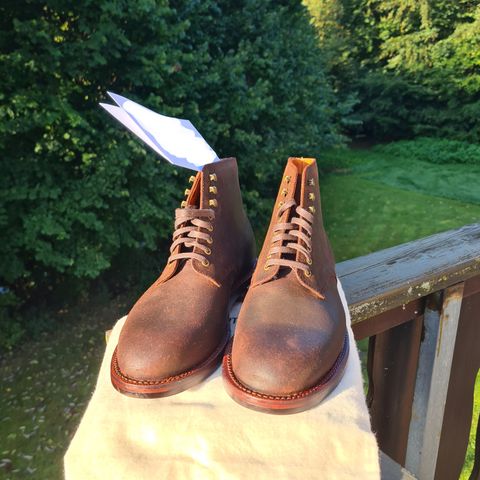 Grant Stone Edward Boot in C.F. Stead Tobacco Waxy Commander Suede