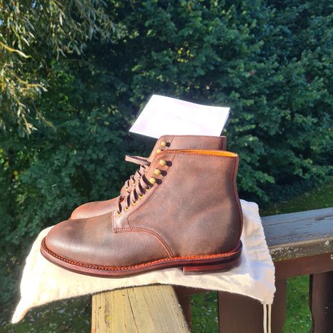 Grant Stone Edward Boot in C.F. Stead Tobacco Waxy Commander Suede