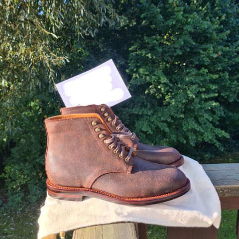 Grant Stone Edward Boot in C.F. Stead Tobacco Waxy Commander Suede