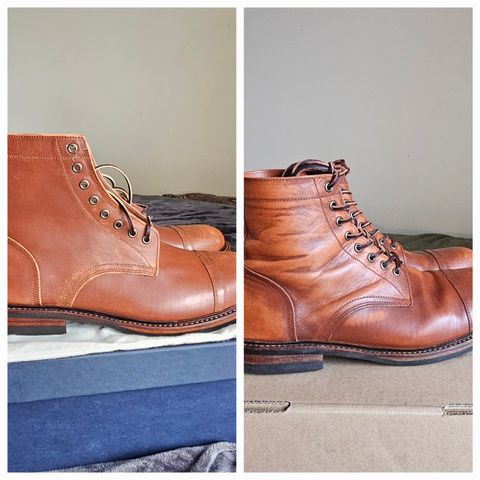 Oak Street Bootmakers Trench Boot in Tempesti Walnut Overdye Camello Asportabile